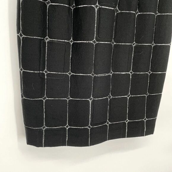 St John Couture Window Pane Sleeveless Sheath Dress Wool Blend Black Women's 10 - Picture 3 of 6